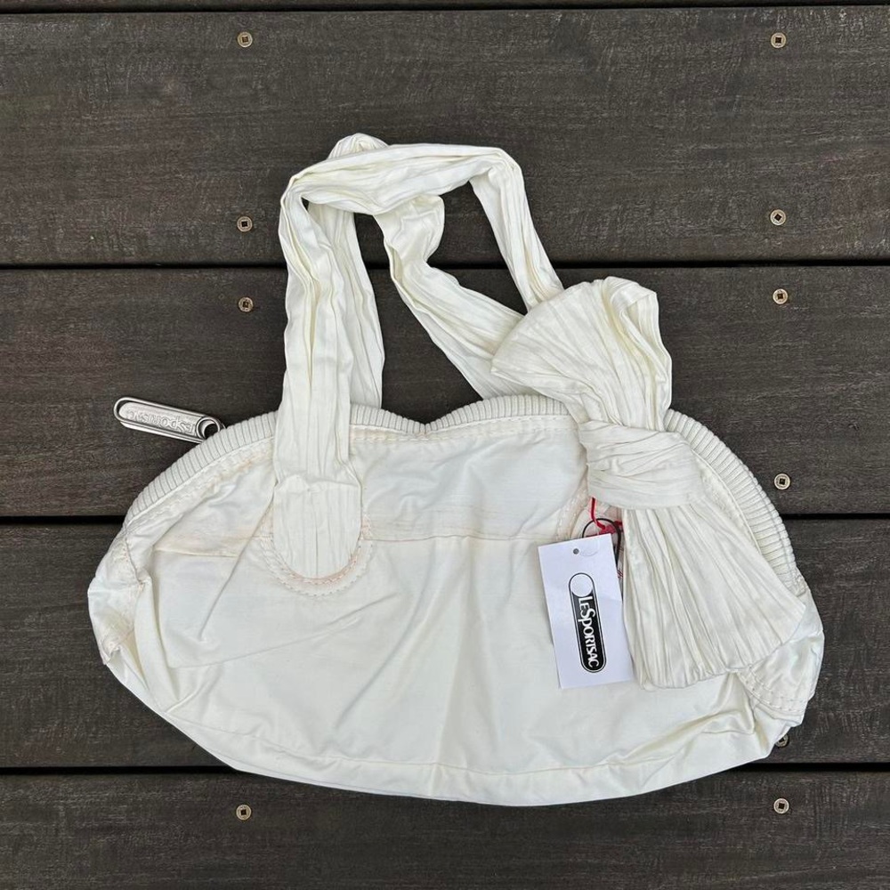 NWT Y2K New Cream White LeSportSac Boutique Veronique Tusk Mini Bag Purse w/ Bow